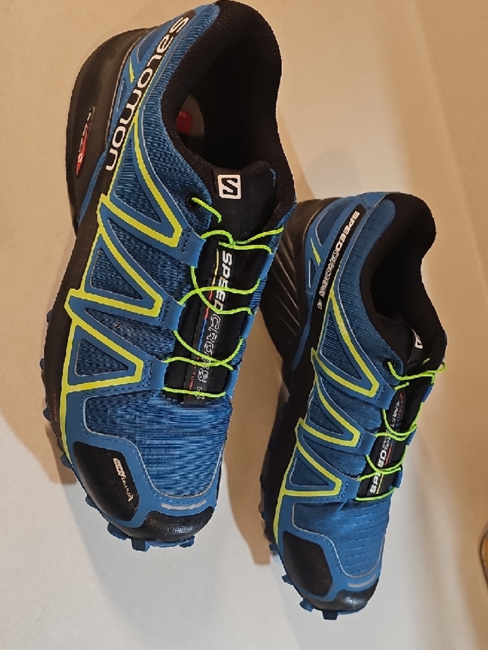 Speed Cross 4 Salomon Men's Blue Trail Running Shoes with Neon Green Accents - Picture 2 of 7